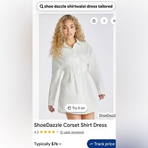 Shoe Dazzle Corset style Crisp White Shirt Dress